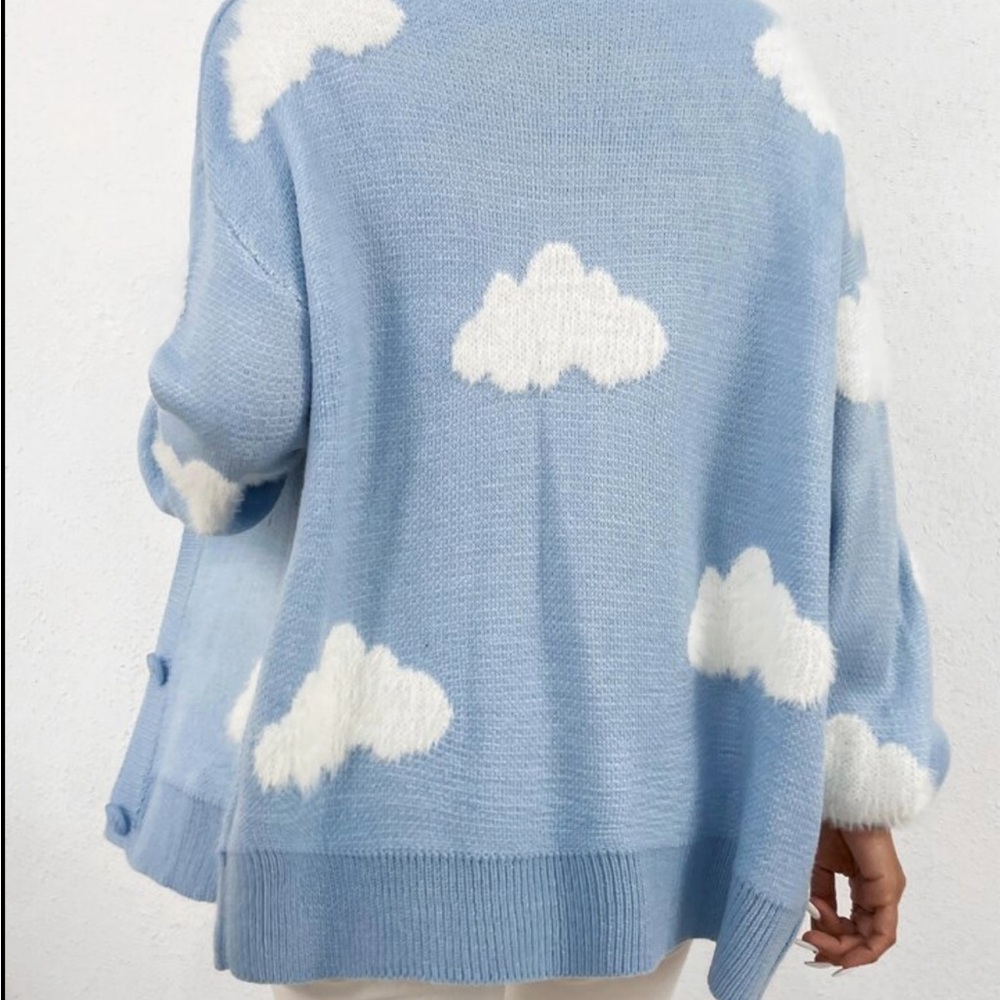 Blue Cloud Pattern Women's Sweater - image 4